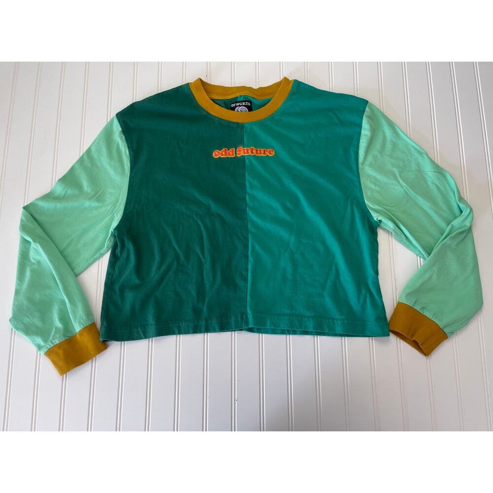 OFWGKTA Odd Future Color‎ Block Long Sleeve Cropped T Shirt - Size Women's Large